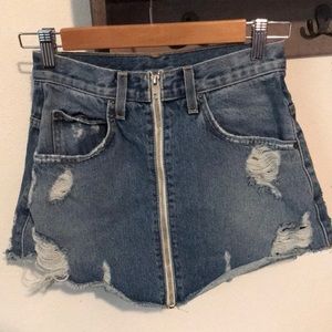 Carmar Jean Zipper skirt, blue, pockets, distressed mini size 26